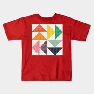 Rainbow Modern Flying Geese Quilt Block Kids T-Shirt